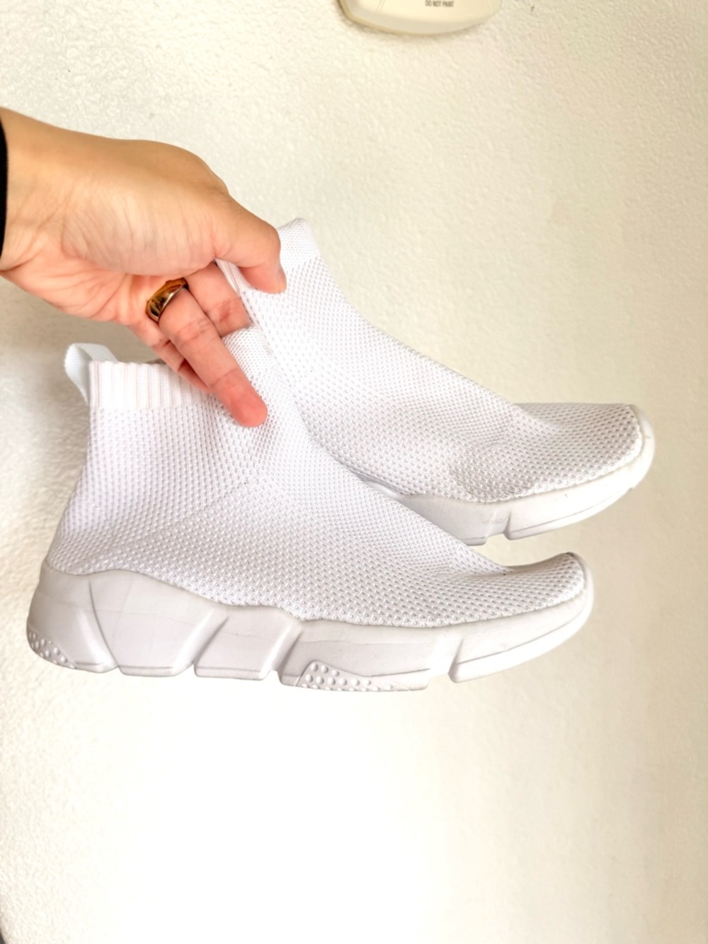 Amazon Women's White Slip-On Athletic Sock Sneakers